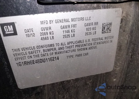 2013 Chevrolet Volt from USA, damaged, VIN 1G1RH6E48DU116214